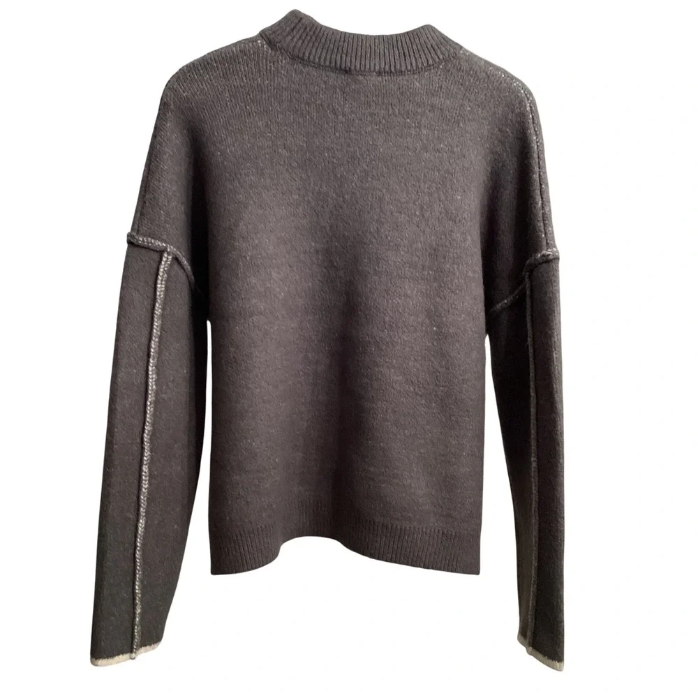 Wonderly Women's XL Heather Grey Raw Edge Sweater Knit Pullover Long Sleeve‎
